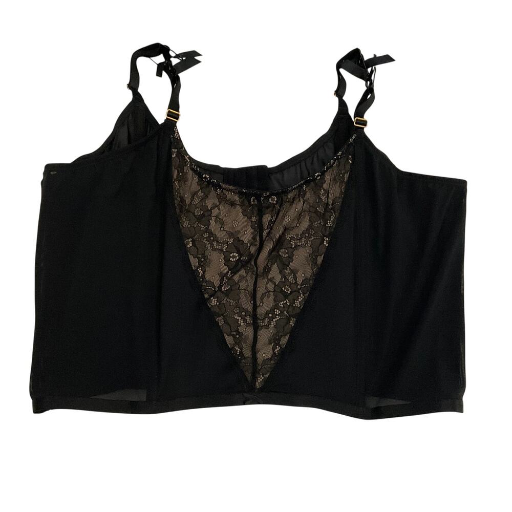 Cacique Cutaway Lace Hipslip Black‎ Corset Top Goth Sexy - Size 22/24